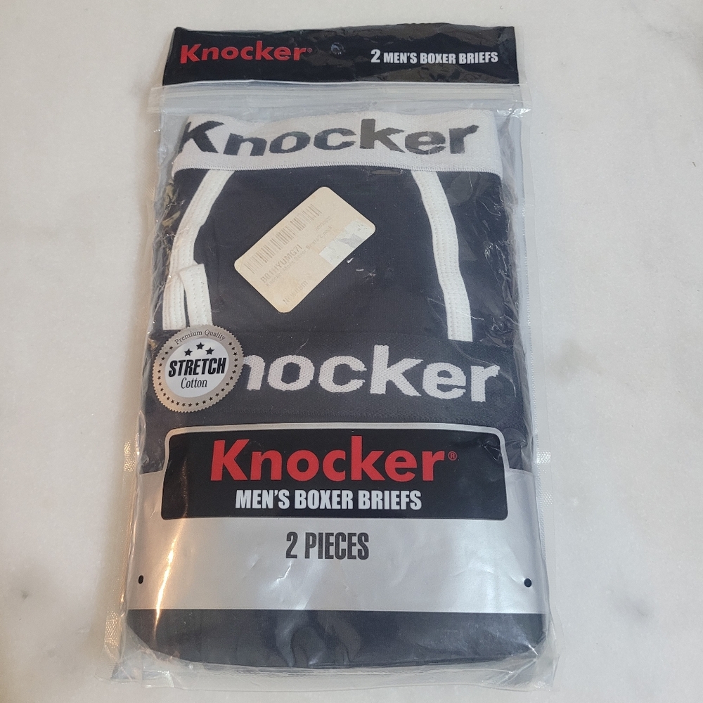 Knocker 2 Pieces Boxer Briefs Stretch Cotton Small 30-32 Black & White